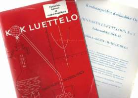 Luettelo ja hinnasto fysiikka, kemia ja matematiikka kirjoista 1963