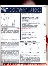Suuri Käsityökerho 1/1981.  Kaava-arkki arkki mukana