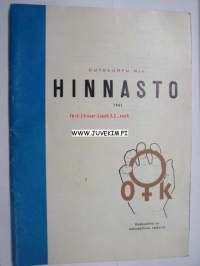 Outokumpu Oy Hinnasto 1961