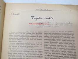 Muusikko - Suomen Muusikkojen Liiton lehti, 1949 nr 7, sis. mm.; L. Lindell - Fagotin suuhin, Louis Armstrong Suomessa, Turistimuusikko kuvaa Italian kesää -