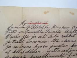 Hyvä päivää. Loimaan Pildolasta Helmikuun 17.päivä 1882. Tällä mutamalla sanalla lähestymme mee Wanha isä ja äiti teitä rakkat lapsemme ja tietä