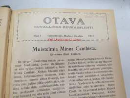 Otava - Kuvallinen kuukauslehti 1915 -sidottu vuosikerta, sisältää runsaasti mielenkiintoisia artikkeleita eri aihepiireistä, painokuvia, kannet sidottu tässä