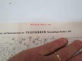 Telefunken Kavalier L 3291 Reiseempfänger Prinzip Schaltbild mit Strom- und Spannungswerten -piirikaavio