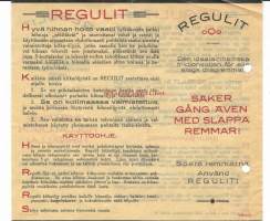 Regulit - kotimainen kitkaöljy hihnoille tuote-esite mainos  1930-luku