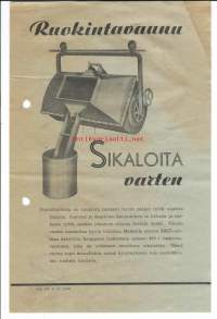 Ruokintavaunu sikaloita varten  tuote-esite 1937