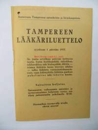Tampereen lääkäriluettelo v.1937