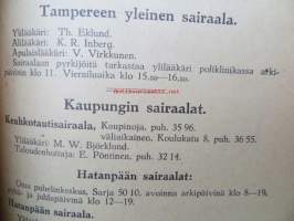 Tampereen lääkäriluettelo v.1937