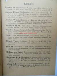 Tampereen lääkäriluettelo v.1937