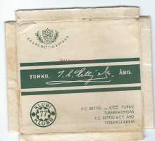 Klubi 77- tupakka-askin kansi tupakkaetiketti