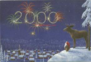 Millenium 2000  - postikortti  kulkenut 28.12.1999