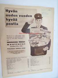 Suomen Kuvalehti 1958 nr 1, ilmestynyt 4.1.1958, sis. mm. seur. artikkelit / kuvat / mainokset; Kansikuva Raili Hämäläinen - Helsingin keilaradat, Syrol,