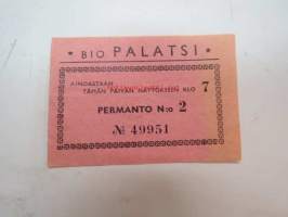 Bio Palatsi -elokuvateatterin pääsylippu