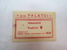 Bio Palatsi 22.3.1943 -elokuvateatterin pääsylippu