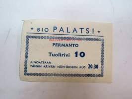 Bio Palatsi 29.11.1943 -elokuvateatterin pääsylippu