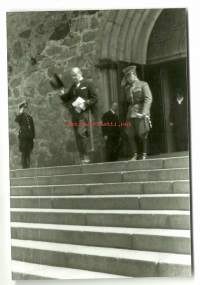 Presidentti C.G.Mannerheimin vierailu Turussa Turun Tuomikirkko - jälkivedos - valokuva  9x13 cm