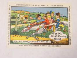 The Old West Country Brand: Uncle Tom Cobley and all - impregnated safety matches &quot;for real safety&quot;-tulitikkuetiketti (Neuvostoliitossa valmistettu)