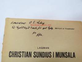 Lagman Christian Sundius i Munsala, hans härstamming och efterkommande -särtryck ur Vasabladet 1945 -sukuselvitys