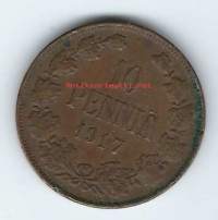 10 penniä  1917 II