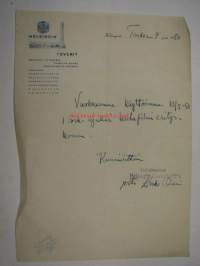 Helsingin Toverit Helsinki Stadion 9.5.1950 -asiakirja