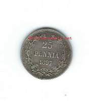 25 penniä  1897 hopeaa