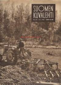 Suomen Kuvalehti  1953 nr 20 / kansi &quot;leipä kasvaa kyntäjälle&quot;, Toivo Kuulan julkaisemattomat, lentoreitti Intian valtameren yli. Suomea ilmasta, Toijalan asema,