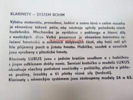 Amati Kraslice; klarinetit ( system Böhm), huilut, fagotit -tsekin- ja venäjänkielinen myyntiesite