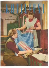 Kotiliesi 1956 nr 4 / rivitalo, pienten koriste-esineiden paikka, kummikerhon joulupaketti, helpolla ja halvalla lisää komerotilaa,  Hankasalmen nykyinen emäntä