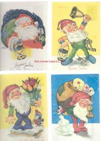 A.Tillgman  - joulukortti  erä 4 kpl muovitaskussa kulkeneita