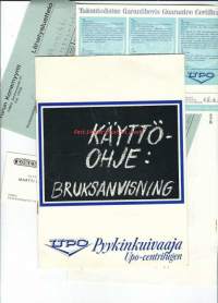 UPO Pyykinkuivaaja 1965 - käyttö-ohje, pesuohjeita, lähetyslista  ja takuukortti