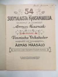 54 suomalaista kansanlaulua - valikoinut ja julkaissut Armas Maasalo - kääntänyt saksaksi Elisabeth Kurkiala