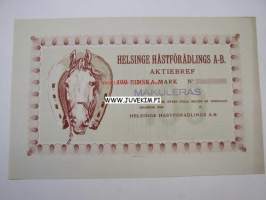 Helsinge Hästförädlings A-B, Helsinge, 500 finska mark -osakekirja / share certificate