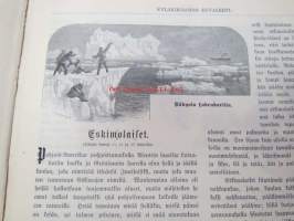 Kyläkirjaston kuvalehti - vuosikerrat 1899-1900 kirjaksi sidottuna, monipuolinen ja runsas kirjallinen sekä kuvallinen aineisto sekä Suomea, että ulkomaita