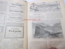 Kyläkirjaston kuvalehti - vuosikerrat 1899-1900 kirjaksi sidottuna, monipuolinen ja runsas kirjallinen sekä kuvallinen aineisto sekä Suomea, että ulkomaita