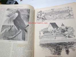 Kyläkirjaston kuvalehti - vuosikerrat 1899-1900 kirjaksi sidottuna, monipuolinen ja runsas kirjallinen sekä kuvallinen aineisto sekä Suomea, että ulkomaita