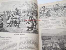 Kyläkirjaston kuvalehti - vuosikerrat 1899-1900 kirjaksi sidottuna, monipuolinen ja runsas kirjallinen sekä kuvallinen aineisto sekä Suomea, että ulkomaita