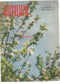 Kotiliesi 1955 nr 10 / 800 v kirkko, Saaronin lilja, vanha koti kokoaa lapsensa, onnellinen talo, lomapuutarhuri, metsä ystävämme, juusto pöydän juhlistaa