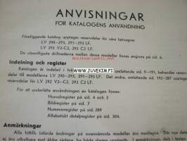 Volvo Lastvagnar LV290-293, 291-293 LF, LV292 V2-C2, 293 C2 LF Reservdelskatalog -varaosakirja