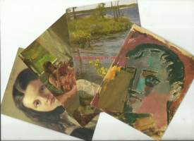 Wäinö Aaltonen, Albert Edelfelt, Eero Jänefeldt ja Alexanda Frosteru-Ståltin   - taidepostikortti postikortti 4 kpl