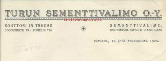 Turun Sementtivalimo Oy 1924 - firmalomake