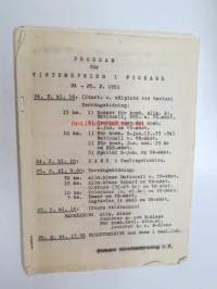 Program för Vinterspelen i Fiskars 24-25.2.1951 -hiihtokilpailujen käsiohjelma