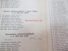 Lahden Hiihtoseura - Poikien talviurheilupäivien 31.1.-1.2.1948 ja Kansallisen mäenlaskukilpailun 1.2.1948 Kilpailuohjelma -hiihtokilpailujen käsiohjelma