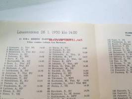 Helsingin Hiihdot 28-29.1.1950 -hiihtokilpailujen käsiohjelma