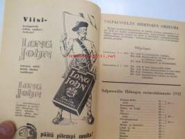 Lahden Hiihtoseuran 30-vuotis juhlajulkaisu / Salpausselän hiihdot Lahdessa 8.-9.3.1952 -ohjelma sekä historiikki (jonka kirjoittanut Toivo Tarvainen)