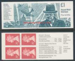 Iso-Britannia: Postituore käyttöpostimerkkivihko 1£ FH34 **. Pääministereitä ./£1 FH34 Prime ministers 3 - Winston Churchill 1874-1965.