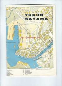 Turun satama esite 1963 - kartta, numerotietoja, tavaraliikenne, matkustajaliikenne, meritiet, laiturit, junayhteydet, veistämöt, linjaliikenne