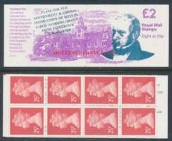 Iso-Britannia: Postituore käyttöpostimerkkivihko 2£ FW5 **.  Rowland Hill 2, opetuksen innovaattori. FW5 £2.00 Rowland Hill 2