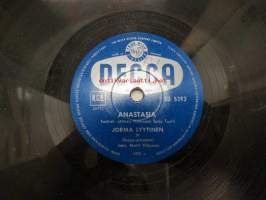 Decca SD 5393 Jorma Lyytinen Anastasia / Tuula Siponius Hilpeä paimenhuilu -savikiekkoäänilevy, 78 rpm