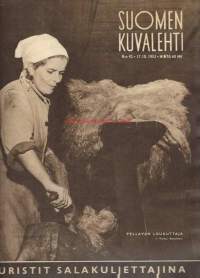 Suomen Kuvalehti 1953 nr 42 / kansi pellavan loukuttaja, turistit salakuljettajina, viruksista, kuivattua kurria, metsästäjät ampuvat toisiaan, Pohjoisnapa,