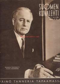 Suomen Kuvalehti 1954 nr 18 / kansi presidentti Asgeirsson, Väinö Tanneria tapaamassa, aurinkoisilla tuntureilla, Lahden ammattikoulu, Hammerfest, Harald Smedberg