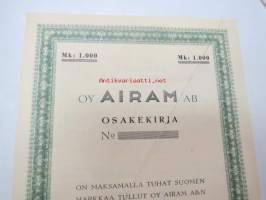 Oy Airam Ab, Helsinki 1950, 1 000 mk -osakekirja